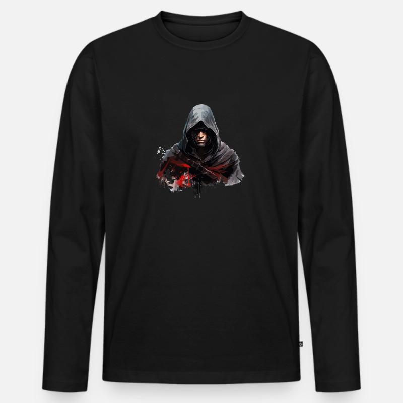 geheimer Schatten - Männer Premium Bio Langarmshirt - Schwarz