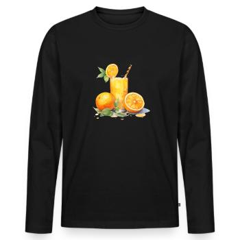 der frische O-Saft - Männer Premium Bio Langarmshirt - Schwarz - Vorne - Nico (187cm)