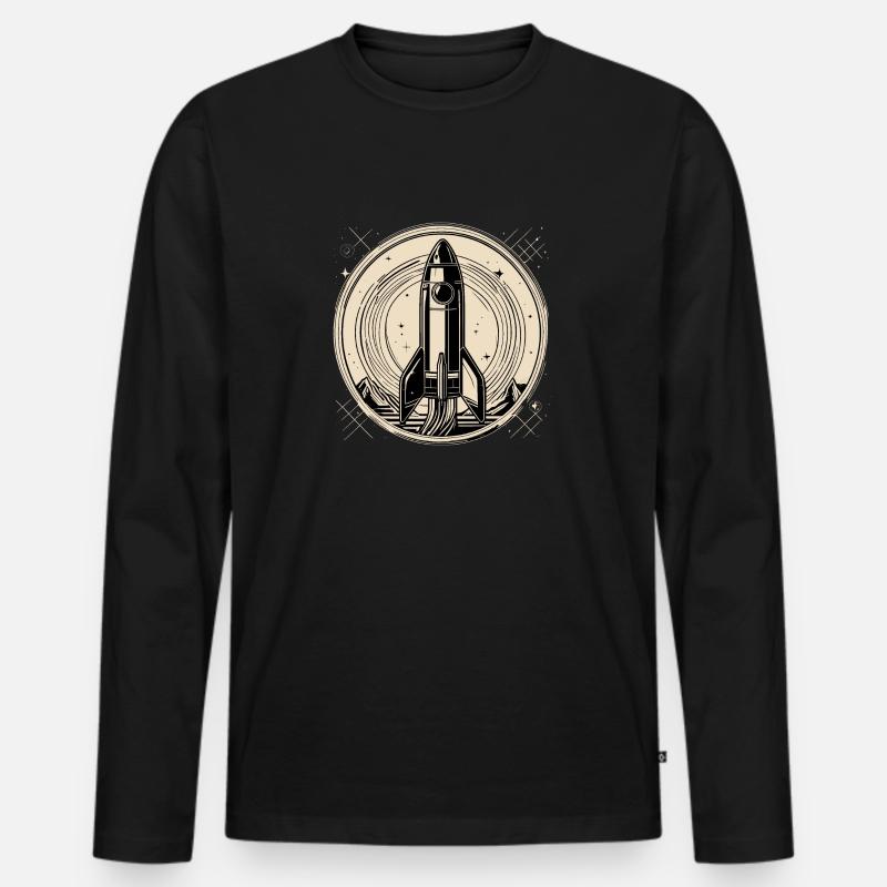 Ein kleiner Schritt, quadratisch - Männer Premium Bio Langarmshirt - Schwarz