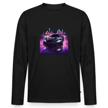 Fascination of the Night - Sports Car City Speed - Men's Premium Organic Long Sleeve Shirt - black - Front - Nico (187cm)