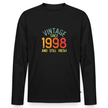 Millésime 1998 - T-shirt manches longues Premium bio Homme - noir - Devant - Nico (187cm)