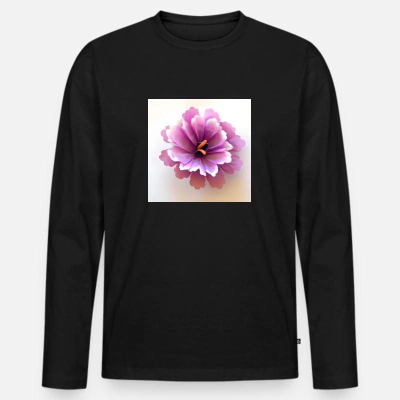 Flower Rosa - Männer Premium Bio Langarmshirt - Schwarz