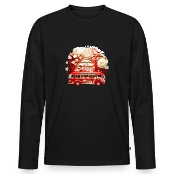 Busreise. Kirigami Style - Männer Premium Bio Langarmshirt - Schwarz - Vorne - Nico (187cm)