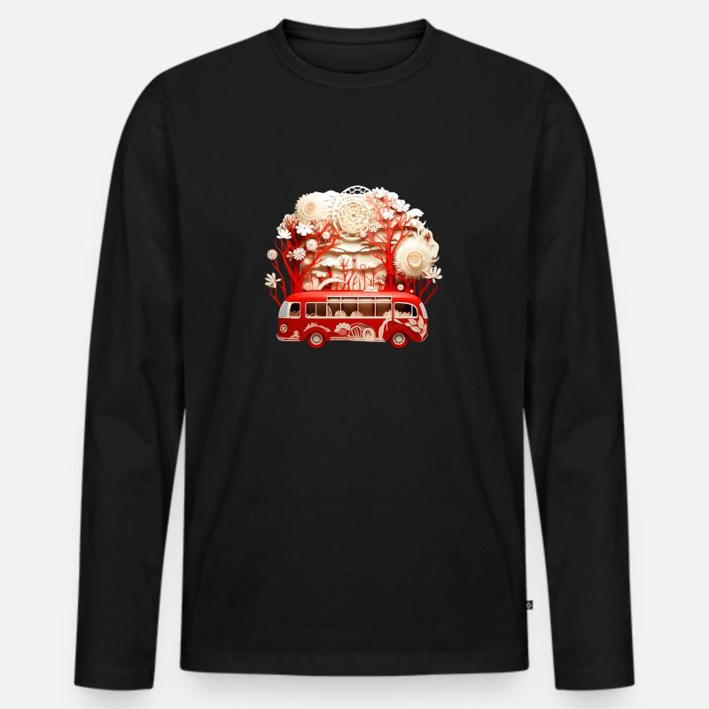 Busreise. Kirigami Style - Männer Premium Bio Langarmshirt - Schwarz