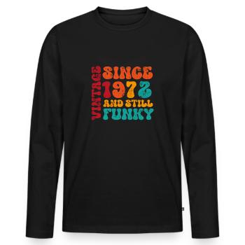 Millésime 1972 - T-shirt manches longues Premium bio Homme - noir - Devant - Nico (187cm)