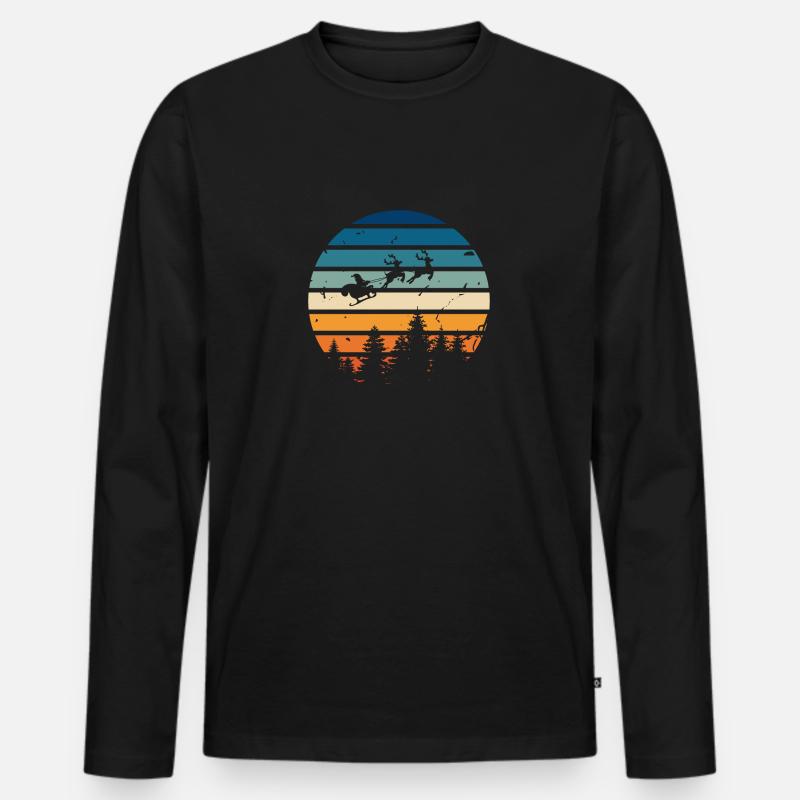 Retro-Weihnachtsmann - Männer Premium Bio Langarmshirt - Schwarz