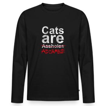 Cats are…. - Men's Premium Organic Long Sleeve Shirt - black - Front - Nico (187cm)