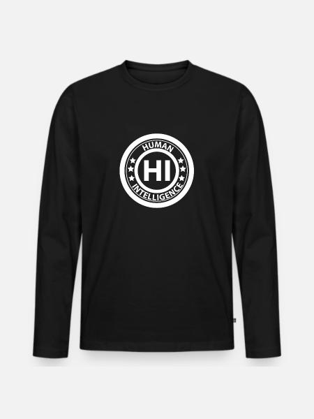 HI Human Intelligence - Männer Premium Bio Langarmshirt - Schwarz