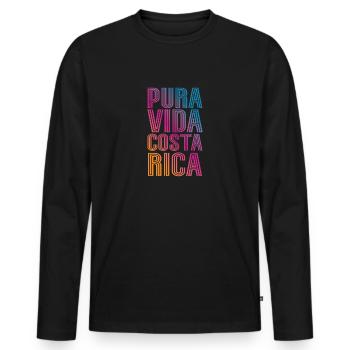 Costa Rica Pura Vida - T-shirt manches longues Premium bio Homme - noir - Devant - Nico (187cm)