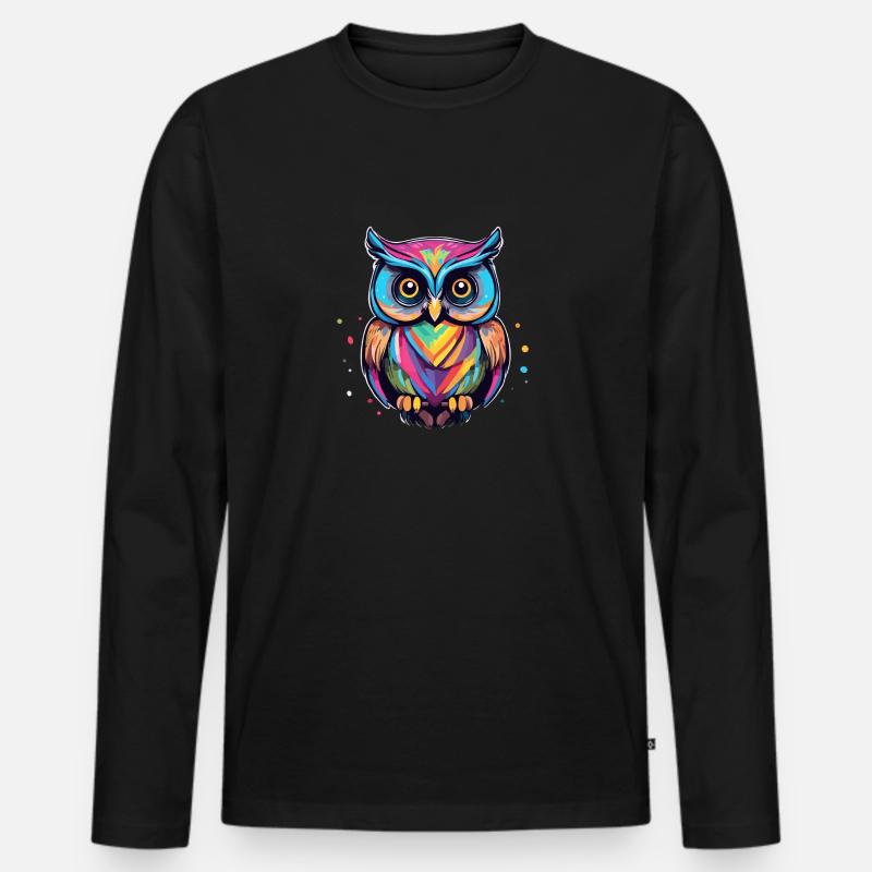 Bunte Eule - Männer Premium Bio Langarmshirt - Schwarz