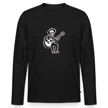 Guitare jouant du squelette - T-shirt manches longues Premium bio Homme - noir - Devant - Nico (187cm)