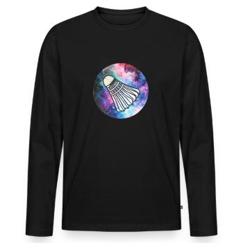 Badminton Galaxy - Men's Premium Organic Long Sleeve Shirt - black - Front - Nico (187cm)