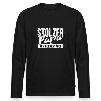 Stolzer Papa von Nervensägen - Männer Premium Bio Langarmshirt - Schwarz - Vorne - Nico (187cm)