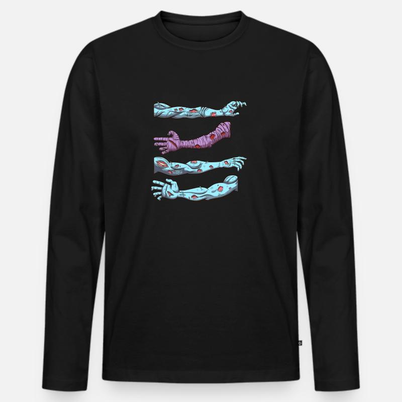 Zombie-Hände - Männer Premium Bio Langarmshirt - Schwarz