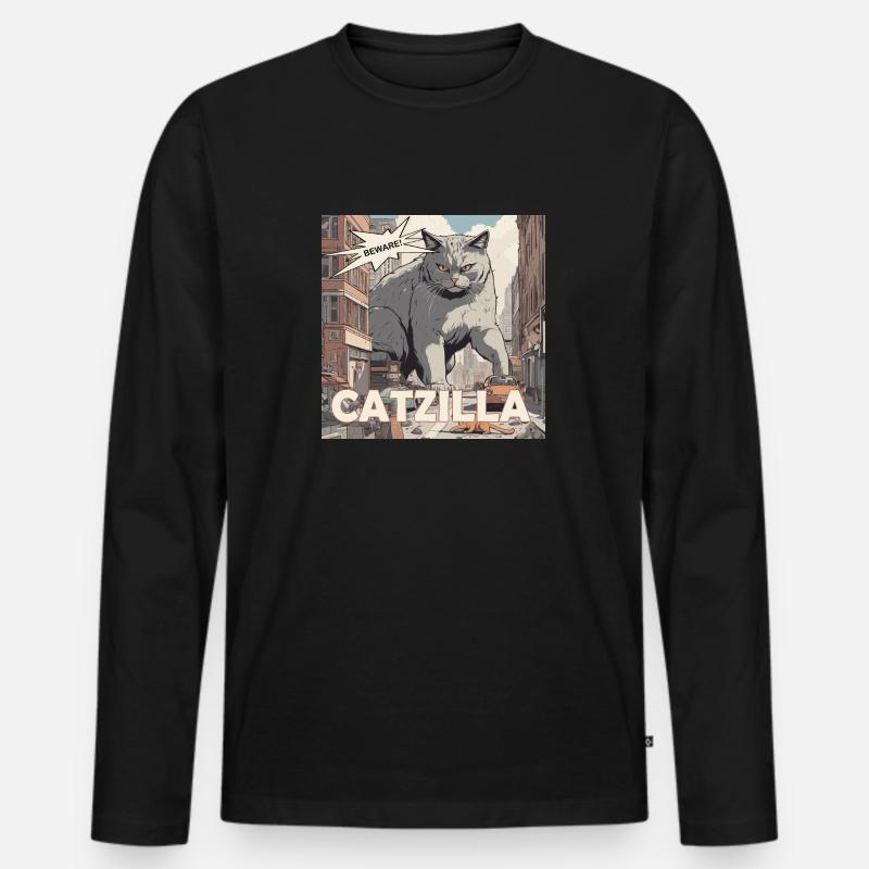 CATZILLA - Männer Premium Bio Langarmshirt - Schwarz