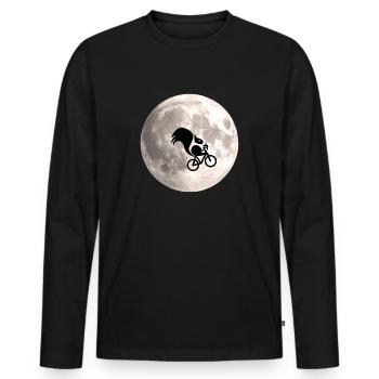 Halmi Flying to the Moon - Männer Premium Bio Langarmshirt - Schwarz - Vorne - Nico (187cm)