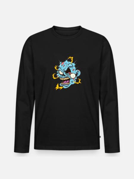 Electrocuted Zombie Head - Men's Premium Organic Long Sleeve Shirt - black