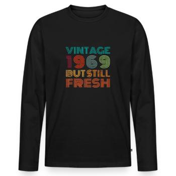 Vintage 1969 - Männer Premium Bio Langarmshirt - Schwarz - Vorne - Nico (187cm)