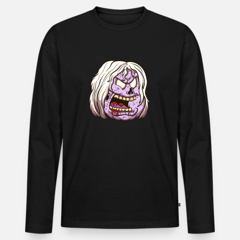 Weiblicher Zombiekopf - Männer Premium Bio Langarmshirt - Schwarz