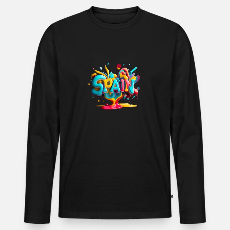 Spain-Style - Männer Premium Bio Langarmshirt - Schwarz