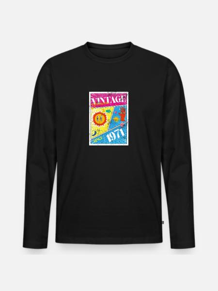 1971 Birthday - Men's Premium Organic Long Sleeve Shirt - black