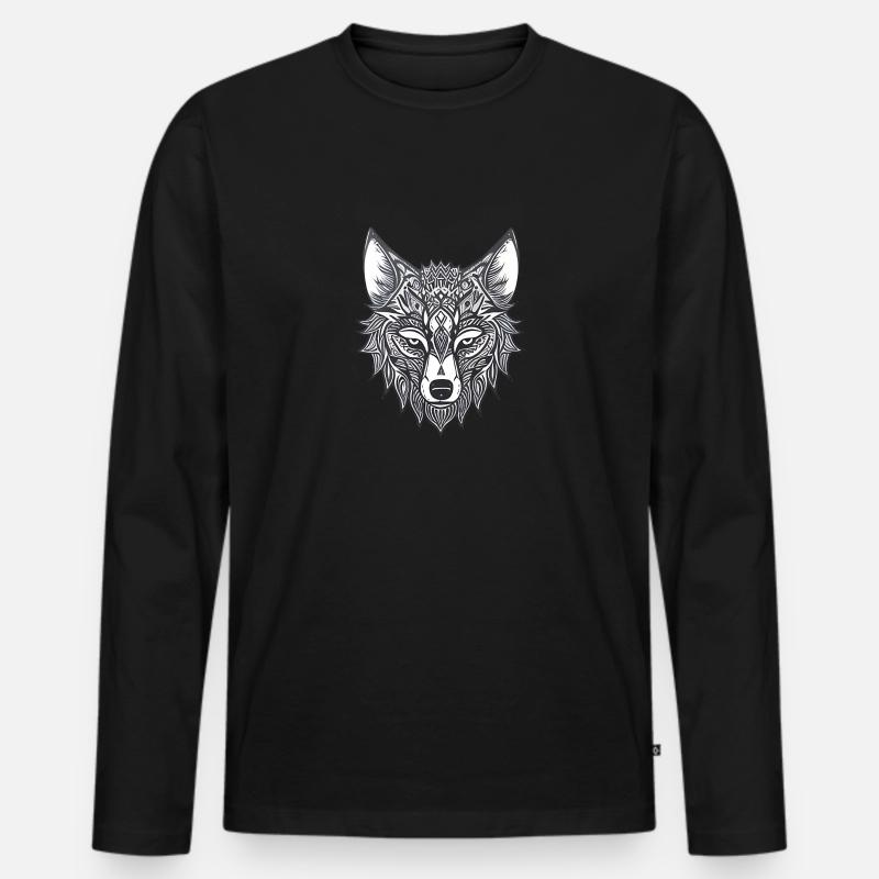 Wolffuchs - Männer Premium Bio Langarmshirt - Schwarz