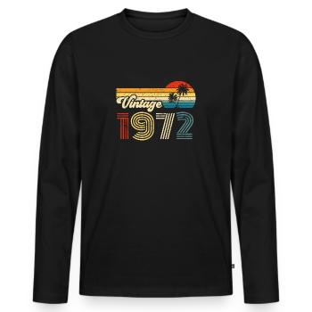 Millésime 1972 - T-shirt manches longues Premium bio Homme - noir - Devant - Nico (187cm)
