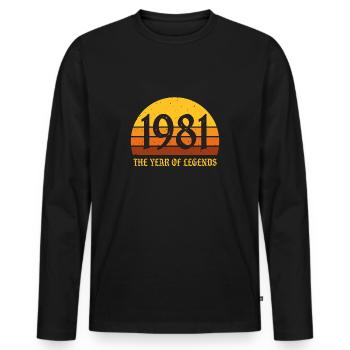 Vintage 1981 - Men's Premium Organic Long Sleeve Shirt - black - Front - Nico (187cm)