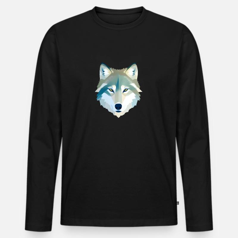 Wolf - Männer Premium Bio Langarmshirt - Schwarz
