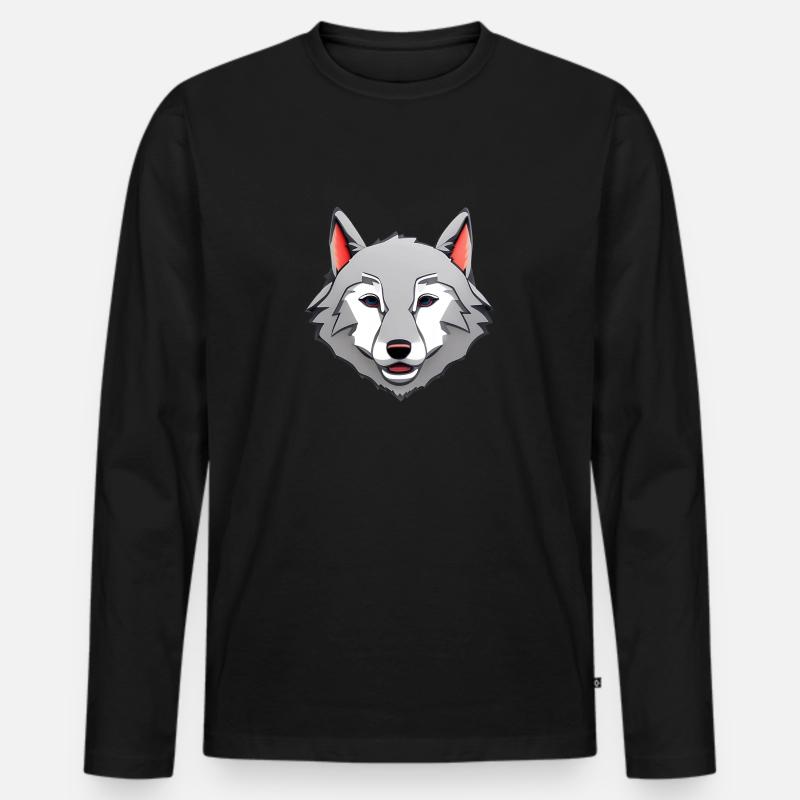 Wolf - Männer Premium Bio Langarmshirt - Schwarz