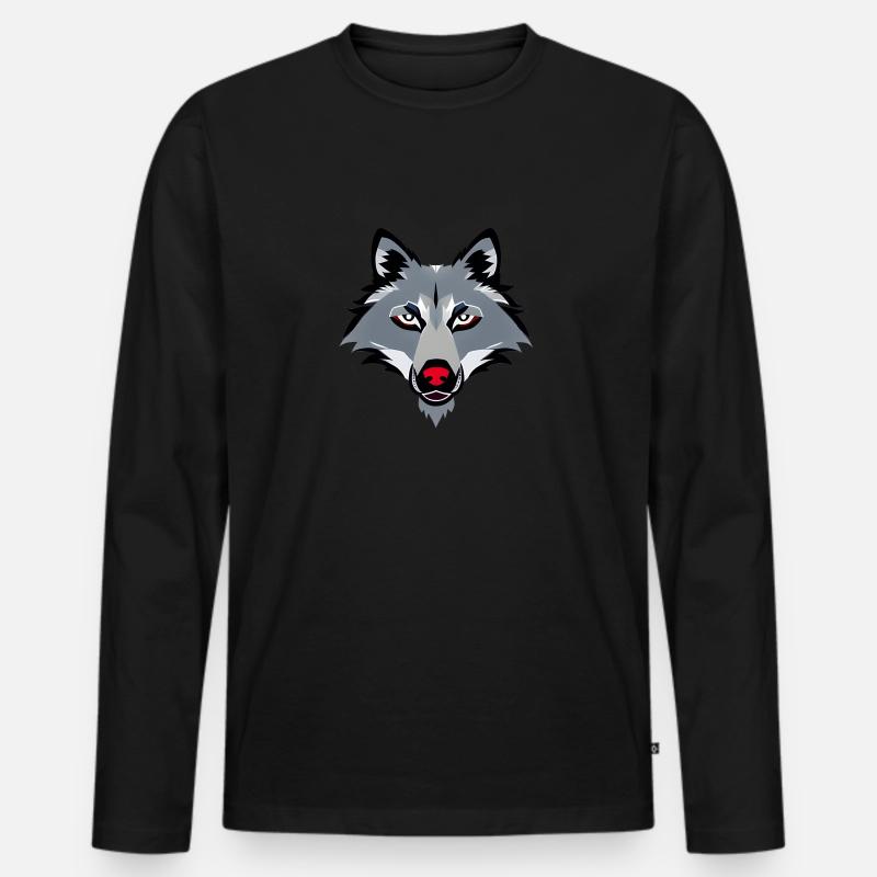 Wolf - Männer Premium Bio Langarmshirt - Schwarz