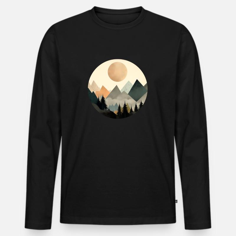 Berge - Männer Premium Bio Langarmshirt - Schwarz