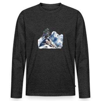 Am Rande der Baumgrenze - Männer Premium Bio Langarmshirt - Anthrazit meliert - Vorne - Nico (187cm)