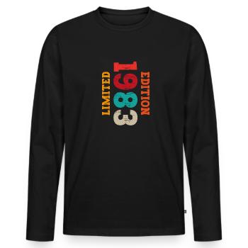 1983 40e anniversaire - T-shirt manches longues Premium bio Homme - noir - Devant - Nico (187cm)