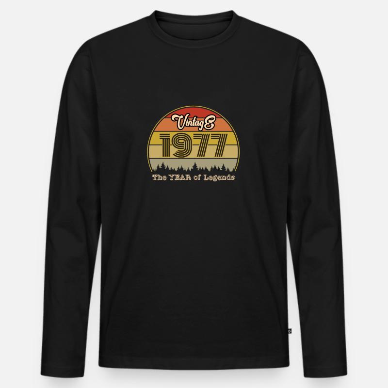 1977 Legend - Männer Premium Bio Langarmshirt - Schwarz