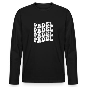 Padel Retro - Männer Premium Bio Langarmshirt - Schwarz - Vorne - Nico (187cm)