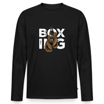 Gants de boxe - T-shirt manches longues Premium bio Homme - noir - Devant - Nico (187cm)