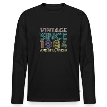Millésime 1984 - T-shirt manches longues Premium bio Homme - noir - Devant - Nico (187cm)