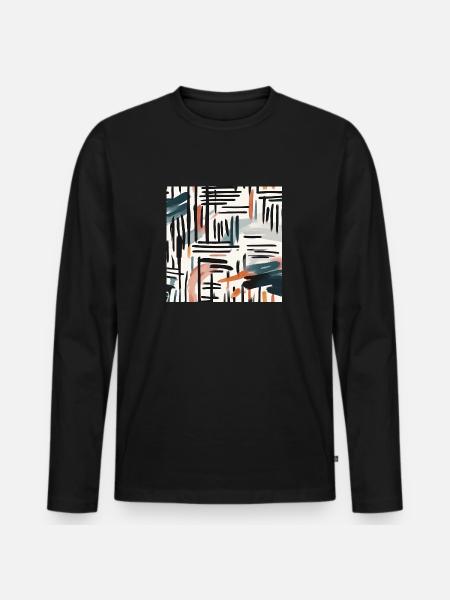 modernes Pinseldesign - Männer Premium Bio Langarmshirt - Schwarz