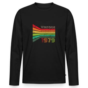 Millésime 1979 - T-shirt manches longues Premium bio Homme - noir - Devant - Nico (187cm)