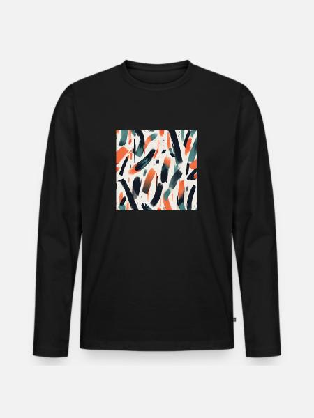 Modernes Pinselstrichdesign - Männer Premium Bio Langarmshirt - Schwarz