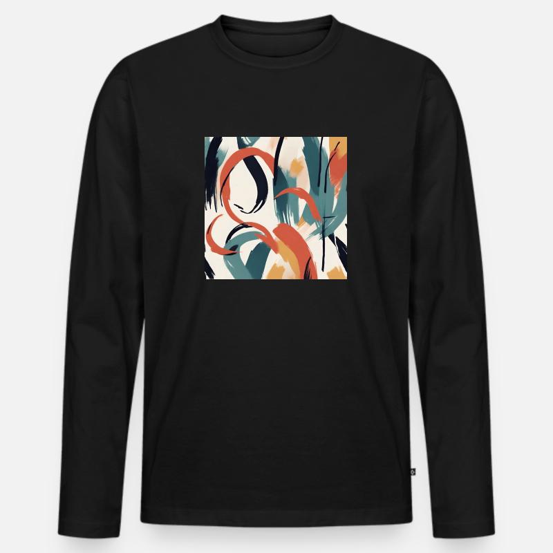 Modernes Pinselstrichdesign - Männer Premium Bio Langarmshirt - Schwarz