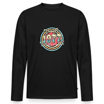 Millésime 1977 - T-shirt manches longues Premium bio Homme - noir - Devant - Nico (187cm)