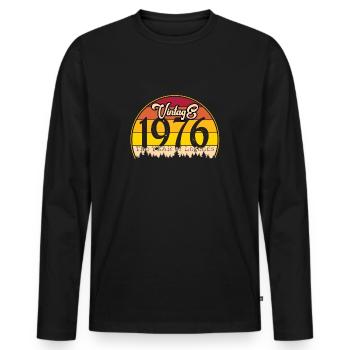 Vintage 1976 - Männer Premium Bio Langarmshirt - Schwarz - Vorne - Nico (187cm)