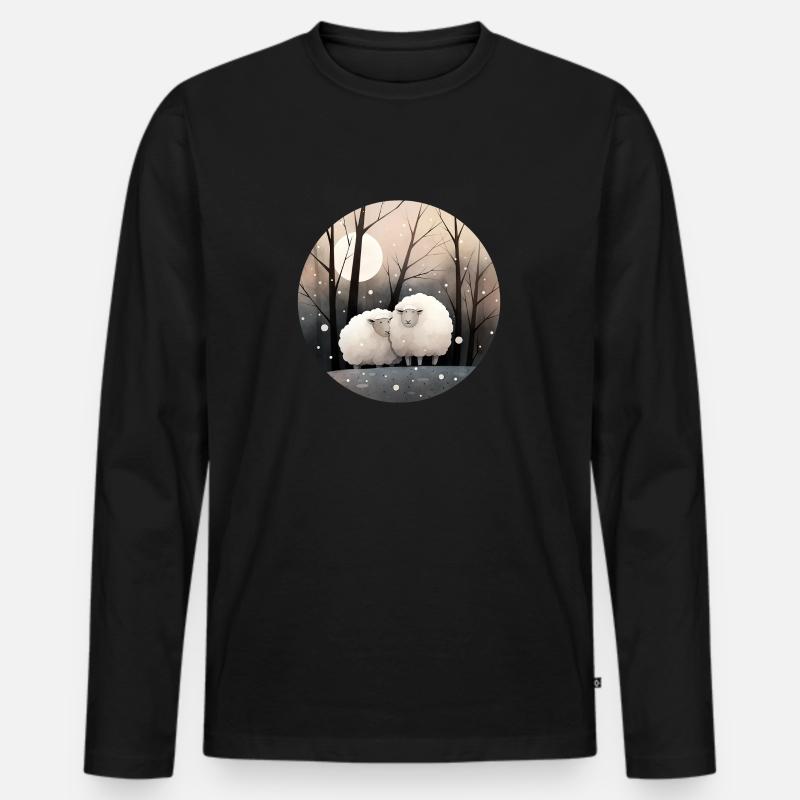 Schafe im Winter - Männer Premium Bio Langarmshirt - Schwarz