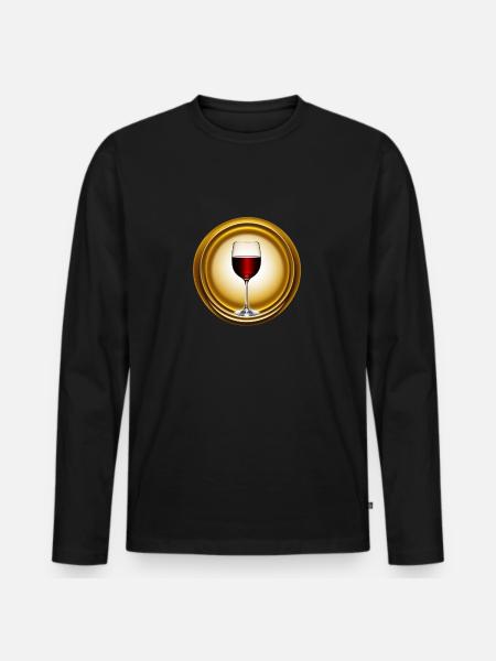 Glas Wein - Männer Premium Bio Langarmshirt - Schwarz