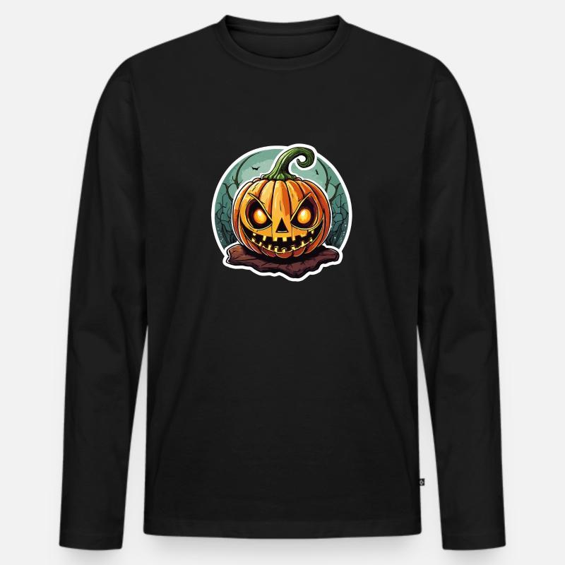 Finsterer Jack o' Lantern Kürbis - Männer Premium Bio Langarmshirt - Schwarz