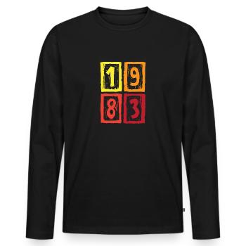 1983 40e anniversaire - T-shirt manches longues Premium bio Homme - noir - Devant - Nico (187cm)