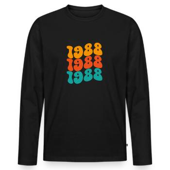 Millésime 1988 - T-shirt manches longues Premium bio Homme - noir - Devant - Nico (187cm)
