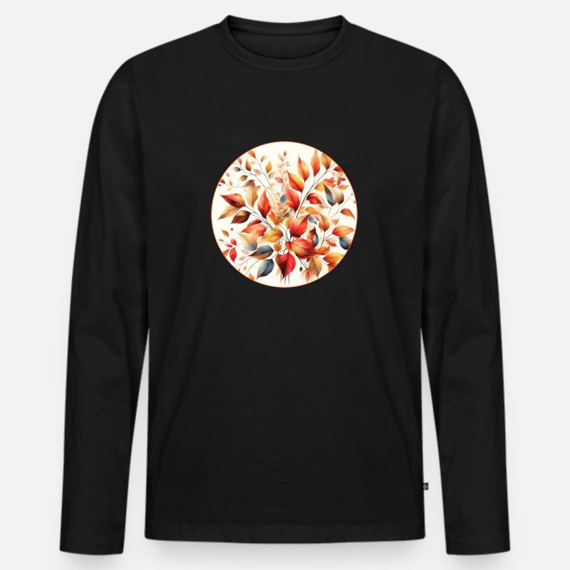 Herbstfärbung - Männer Premium Bio Langarmshirt - Schwarz